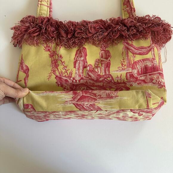 Millie Bags Yellow Pink vintage y2k fringe fabric purse, unique handbag - Picture 4 of 10